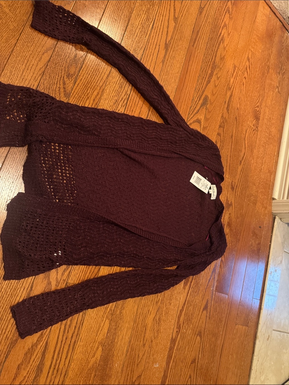 Women's Open-Front Knit Cardigan Sweater - Deep Plum